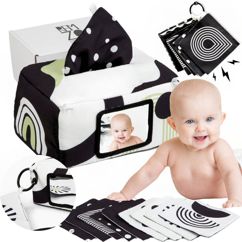 REMZO 3-in-1 Multifunctional Baby Tissue Box Toy w/ Mirror