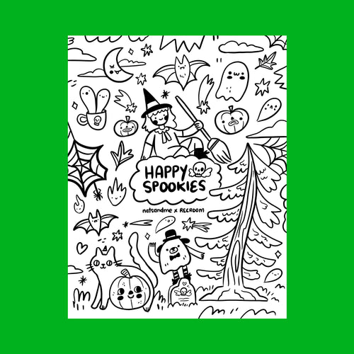 Happy Spookies Coloring Page by Natalia Cardona Puerta