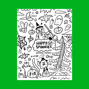 Happy Spookies Coloring Page by Natalia Cardona Puerta