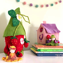 Load image into Gallery viewer, Handcrafted Strawberry Felt Fairy House