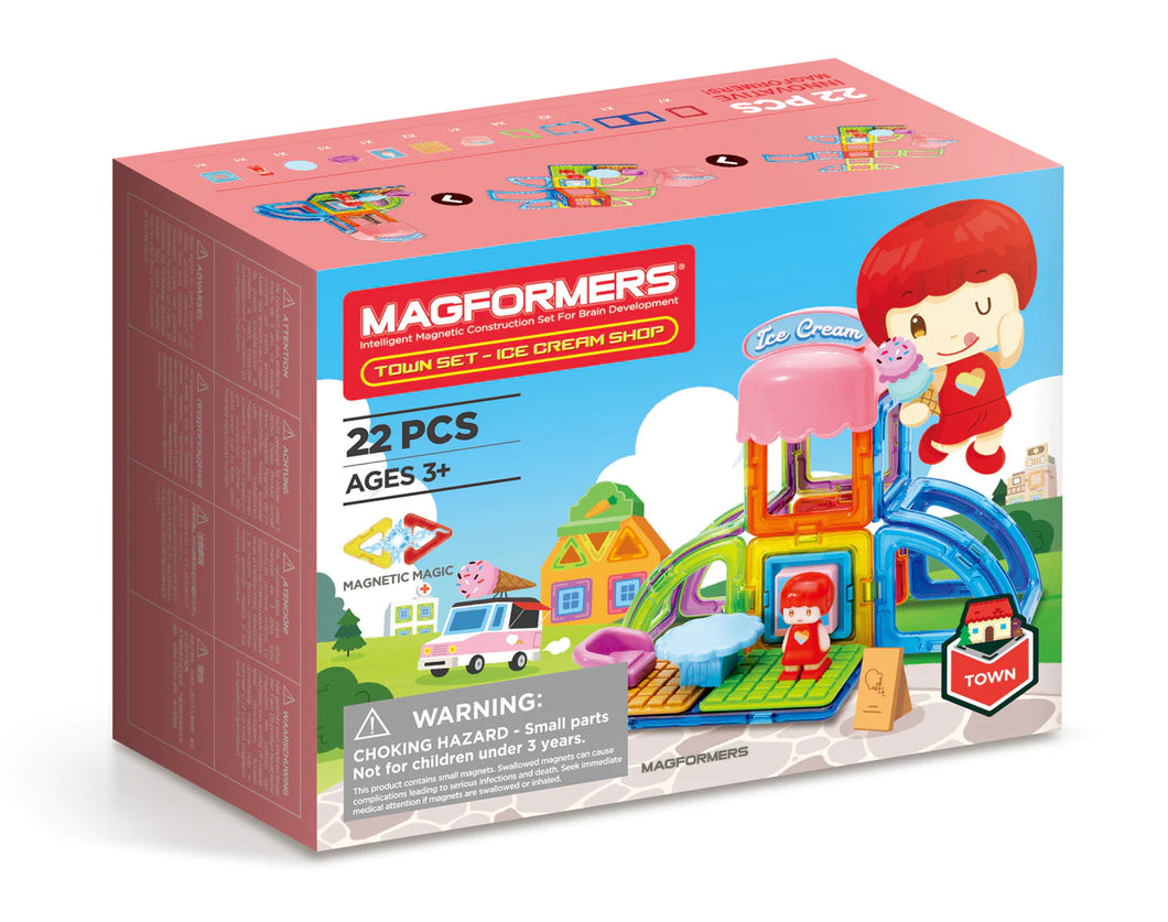 Magnetic Town Set - Ice Cream Shop 22PC