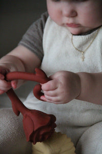 Natural rubber Teether Rose - Red