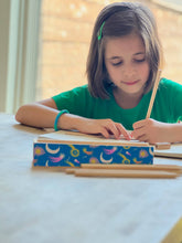 Load image into Gallery viewer, WOODEN PENCIL BOX + COLORED PENCILS - COSMIC