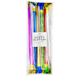Long 12" Stem Party Blowers w/ Rollouts - Set of 6