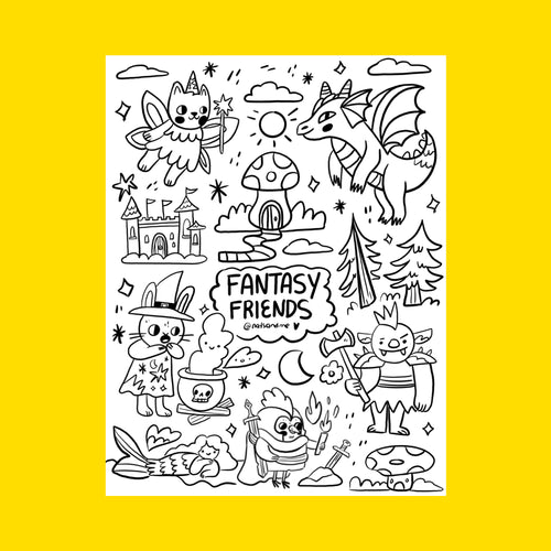 Fantasy Friends Coloring Page by Natalia Cardona Puerta