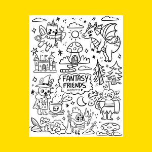 Fantasy Friends Coloring Page by Natalia Cardona Puerta