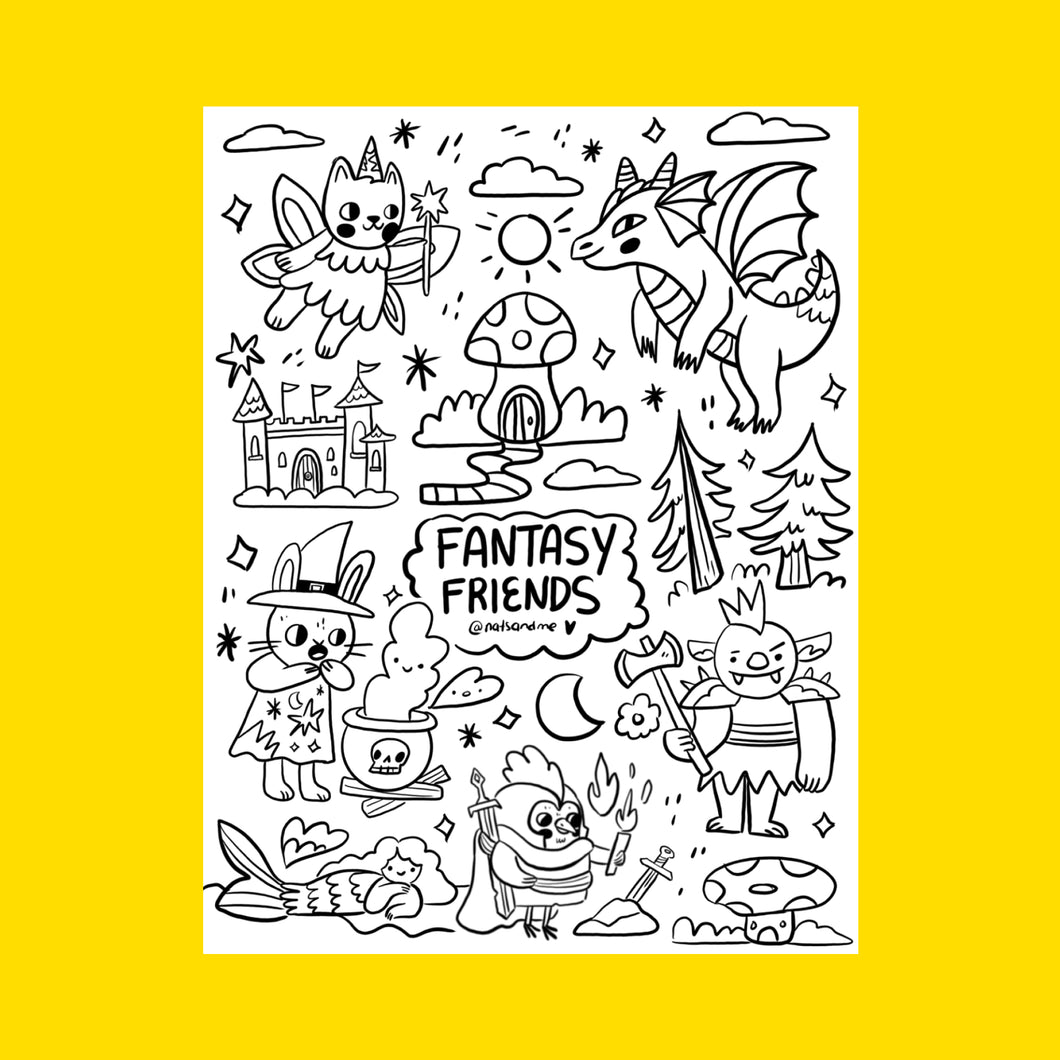 Fantasy Friends Coloring Page by Natalia Cardona Puerta