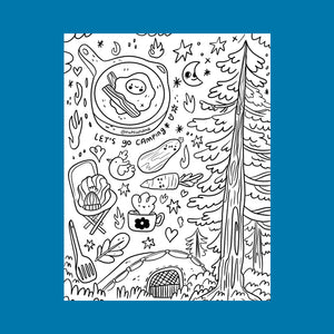 Let's Go Camping Coloring Page by Natalia Cardona Puerta