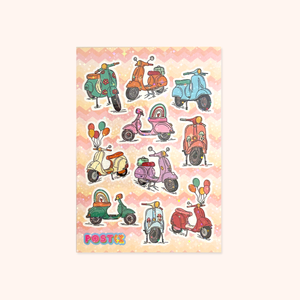 Mod Vespa Vibes Hologram Sticker Sheet