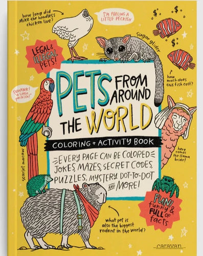 Pets from around the World Coloring + Activity Book