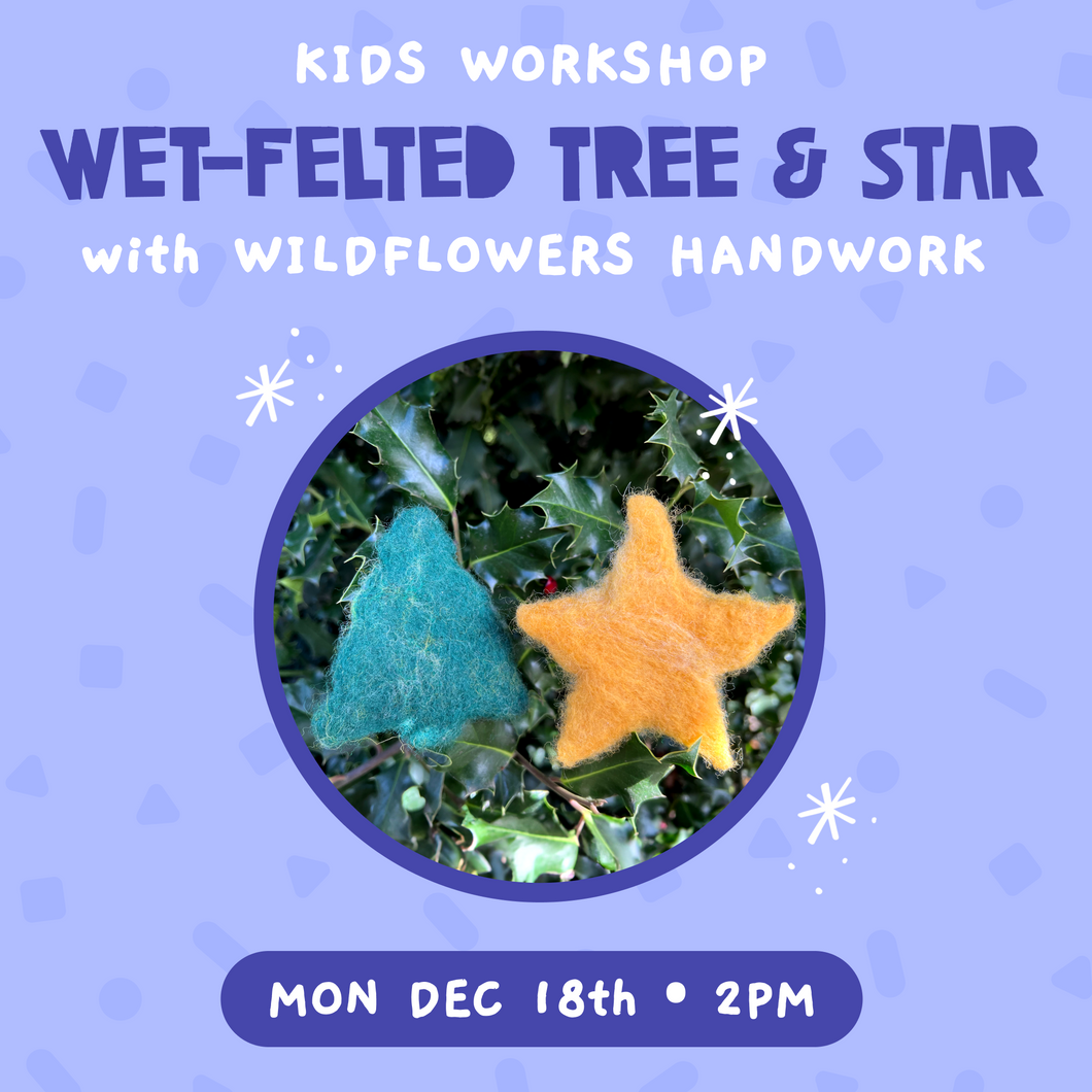 Wet-Felted Tree & Star with Wildflowers Handwork