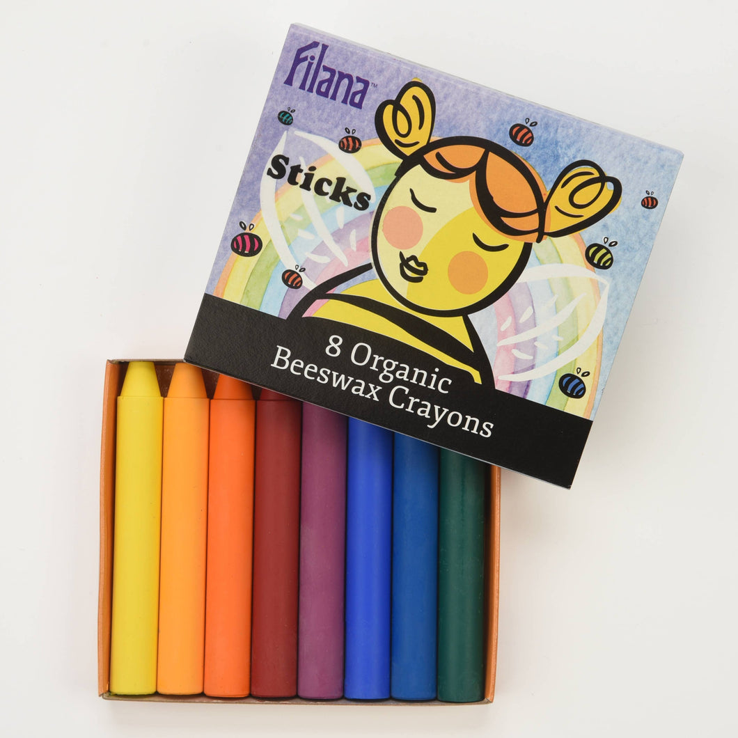FILANA Organic Beeswax Crayons: 8 Rainbow Colors in Stick