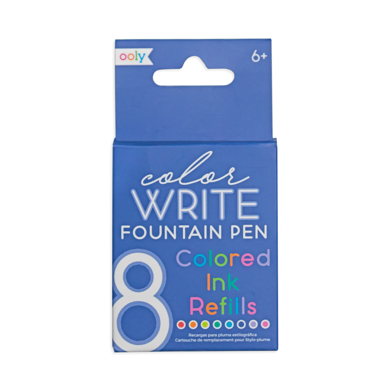 color write fountain pens colored ink refills - set of 8