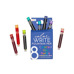 color write fountain pens colored ink refills - set of 8