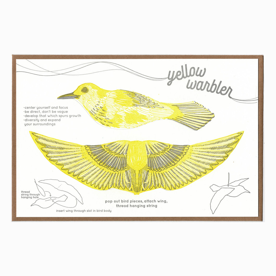 warbler pop-out bird card