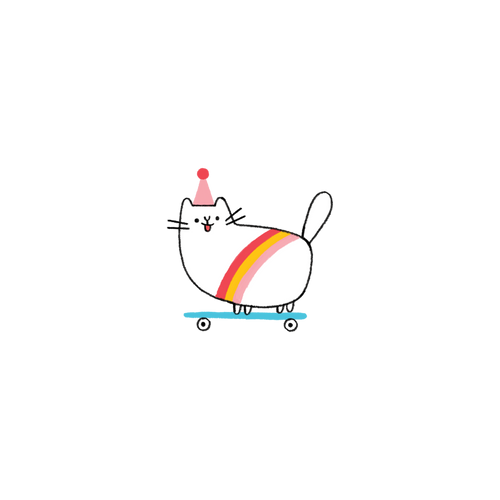 Skateboard Kitty Tattoo Pair