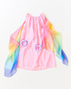 100% Silk Fairy Dress - Purple/Rainbow