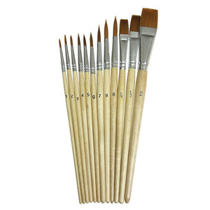 Watercolor Brushes 12pk Assorted Sizes