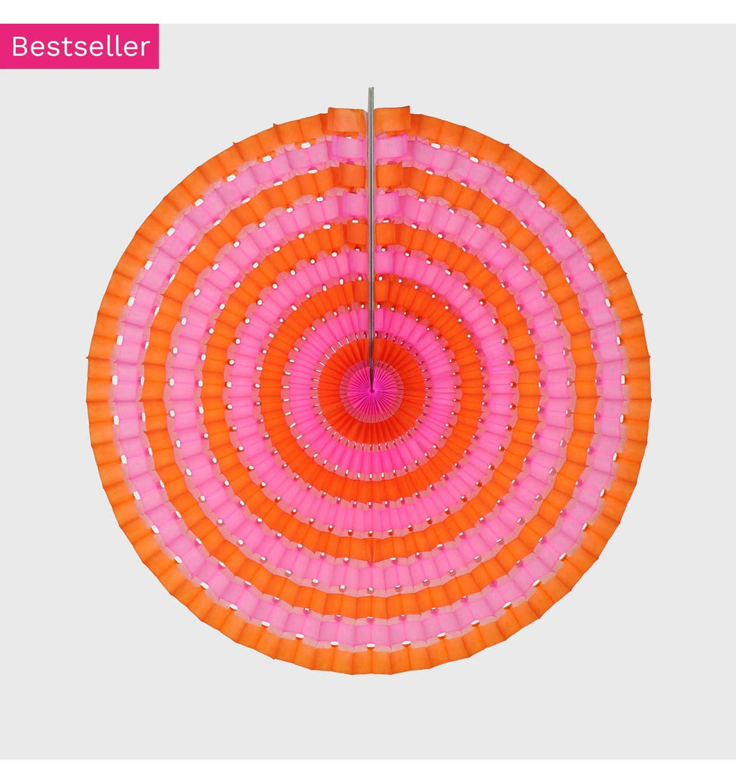 Striped Fan Orange & Pink - 40cm