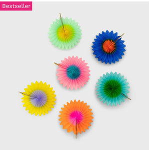 Two-Tone Mini Fan Set of 6 - 8cm