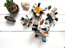 Load image into Gallery viewer, Earth Rainbow Sensory Baby Block Ribbons Rattle