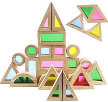 Load image into Gallery viewer, SALE: Geometric Wooden Rainbow Building Blocks