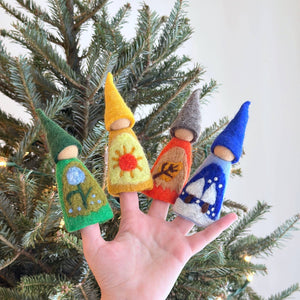 Four Seasons Gnome Felt Finger Puppet