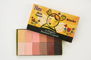 FILANA Organic Beeswax Crayons: 12 SkinTones in Blocks