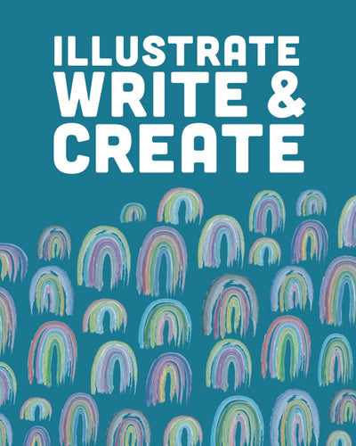 Illustrate, Write, & Create: Blue Pastel Watercolor Rainbow Journal for Kids