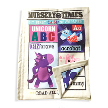 Load image into Gallery viewer, Nursery Times Crinkly Newspaper - Unicorns
