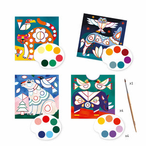 Fanciful Bestiary Surprise Watercolor Painting Cards Activity Set