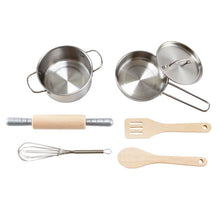 Load image into Gallery viewer, Pots and Pans with roller and cooking utensils for play house and kitchen portland toy store