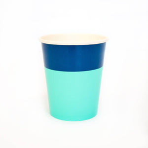 Color blocked paper cups - Navy and light blue