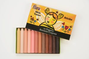 FILANA Organic Beeswax Crayons:12 Skin Tones Colors in Stick