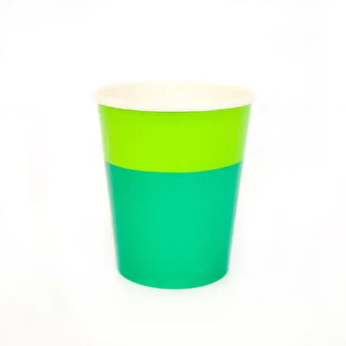 Color blocked paper cups - Lime green and Kelly green