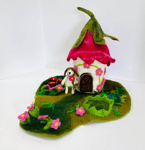 Finger Puppet Felt Play House - Pink Cottage