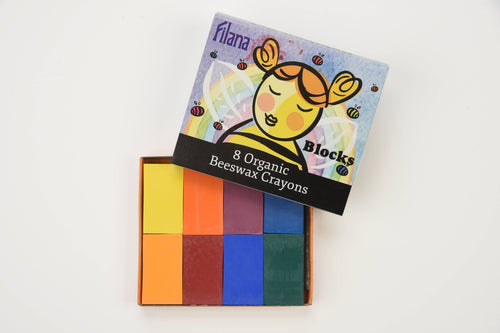 FILANA Organic Beeswax Crayons: 8 Rainbow Colors in Block
