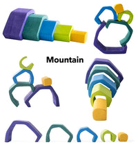Load image into Gallery viewer, Rainbow Mountain - 5 Piece Wooden Stackable Nesting Blocks Play Set