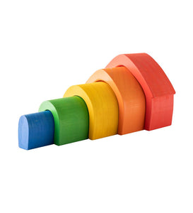 Rainbow Bright Cottage - 5 Piece Wooden Stackable Nesting Blocks Play Set