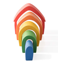 Load image into Gallery viewer, Rainbow Bright Cottage - 5 Piece Wooden Stackable Nesting Blocks Play Set