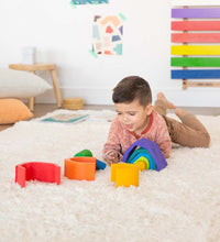 Load image into Gallery viewer, Rainbow Bright Cottage - 5 Piece Wooden Stackable Nesting Blocks Play Set
