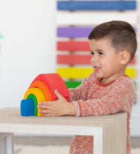 Load image into Gallery viewer, Rainbow Bright Cottage - 5 Piece Wooden Stackable Nesting Blocks Play Set