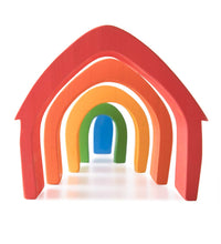Load image into Gallery viewer, Rainbow Bright Cottage - 5 Piece Wooden Stackable Nesting Blocks Play Set