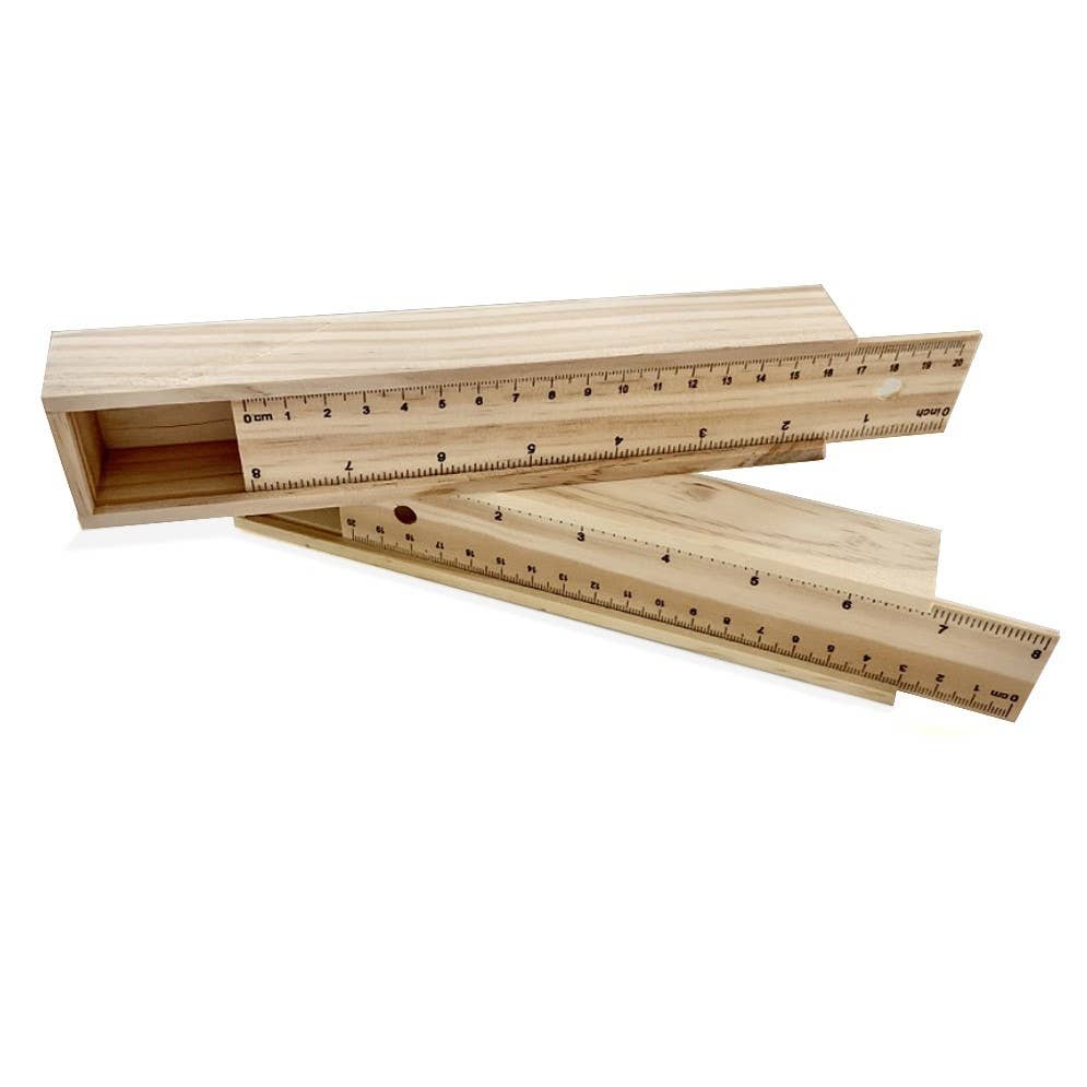 wooden sliding pencil box