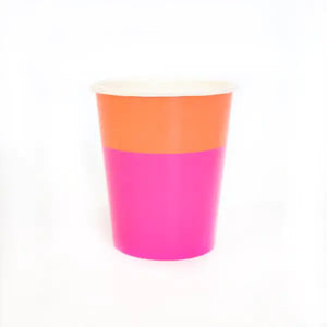Color blocked paper cups - Dark pink and coral