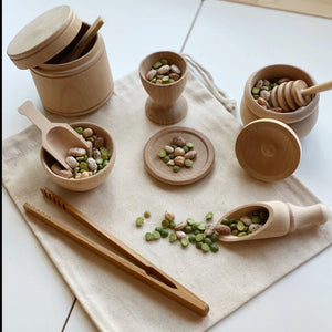 Montessori Waldorf Wooden Sensory Bin Tools