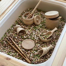 Load image into Gallery viewer, Montessori Waldorf Wooden Sensory Bin Tools