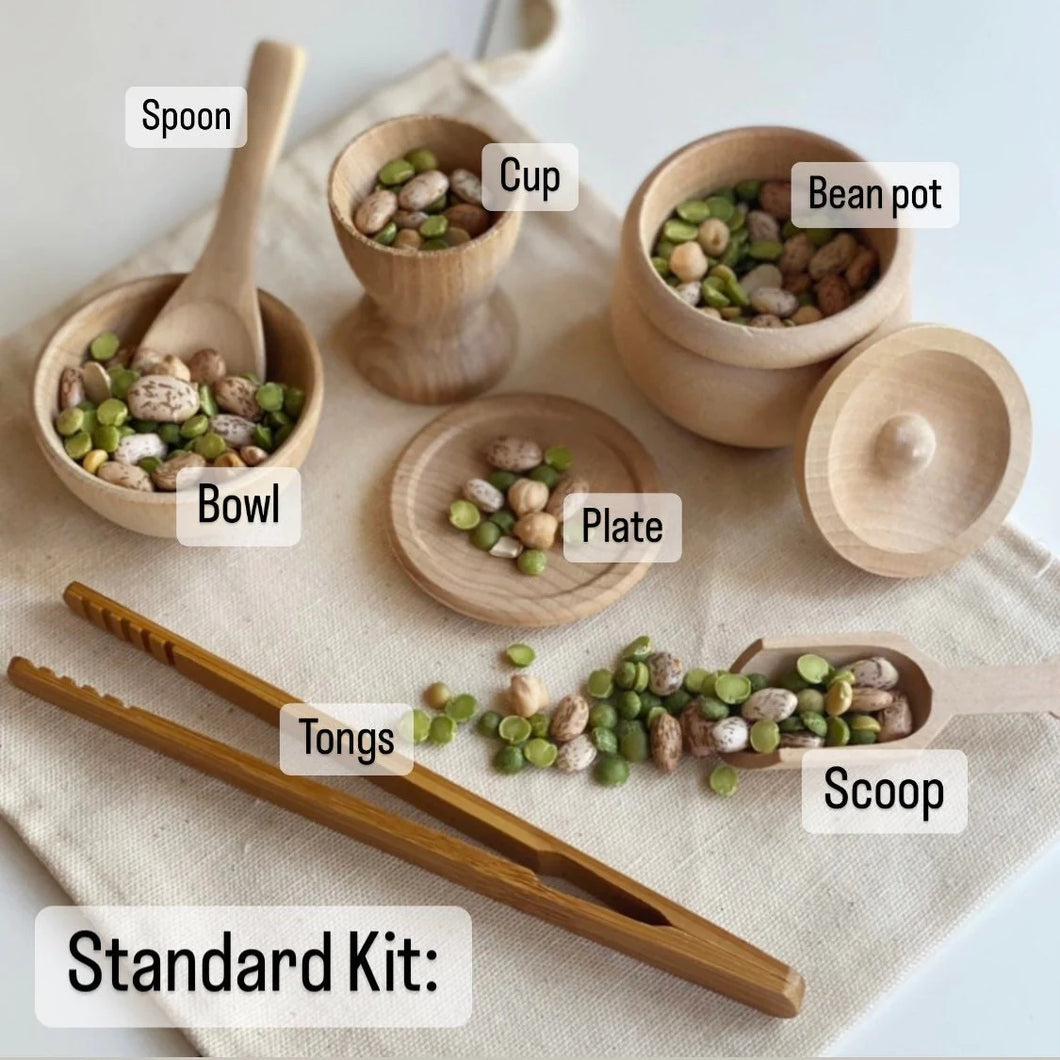 Montessori Waldorf Wooden Sensory Bin Tools