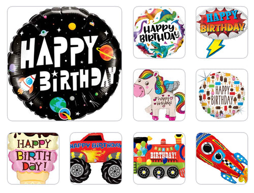 Happy Birthday Shapes Mylar Balloons